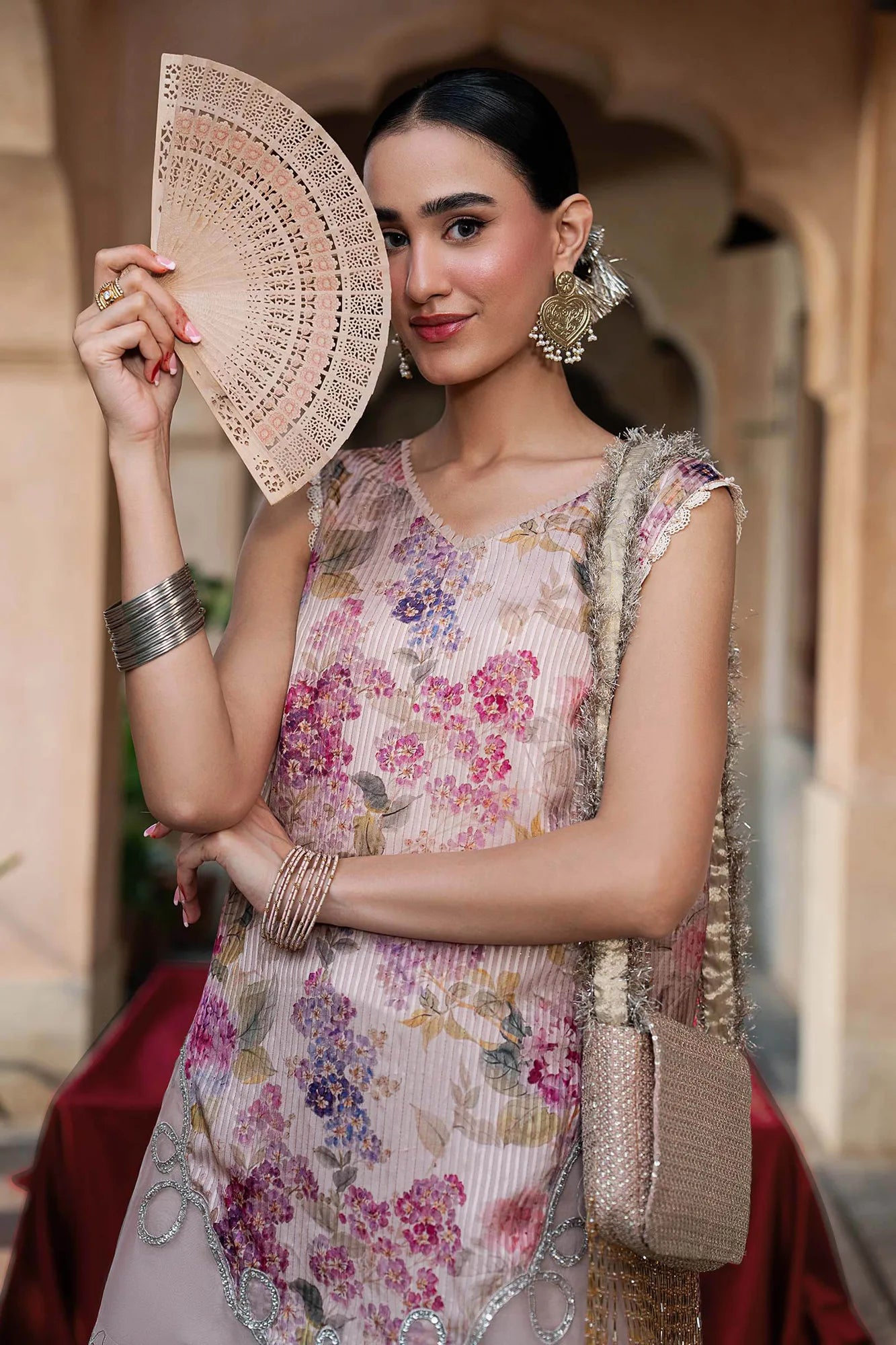 Maria B 2 Piece Embroidered Textured Silk Suit