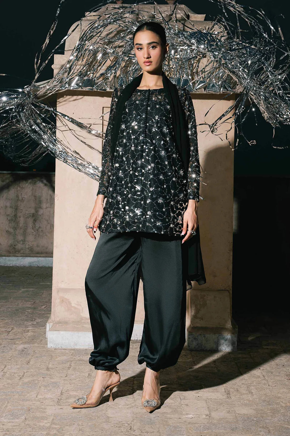 Maria B 3 Piece Embroidered Net Suit