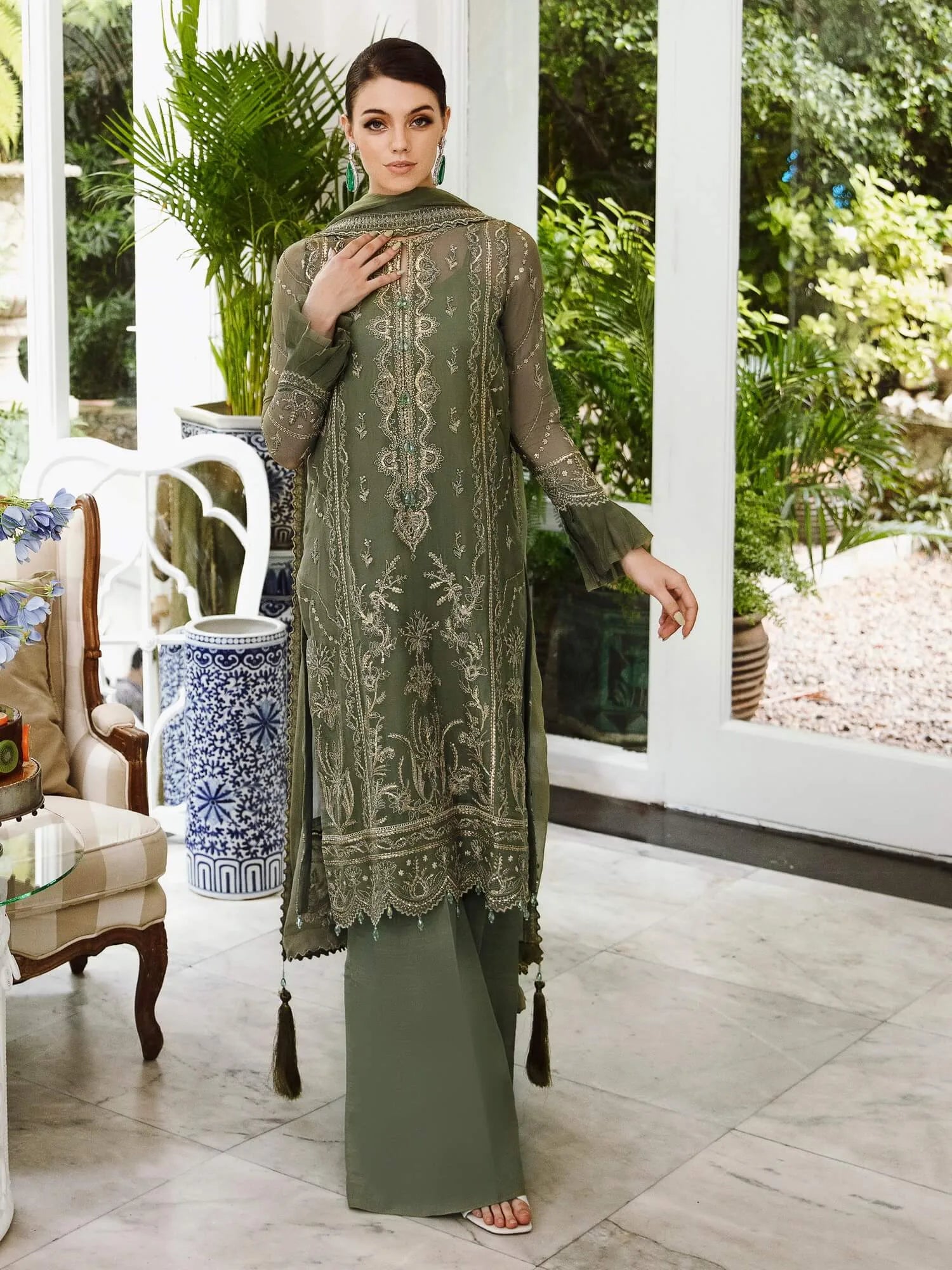 Saad Shaikh Ella Embroidered Luxury Chiffon 3Pc Suit DSG-08