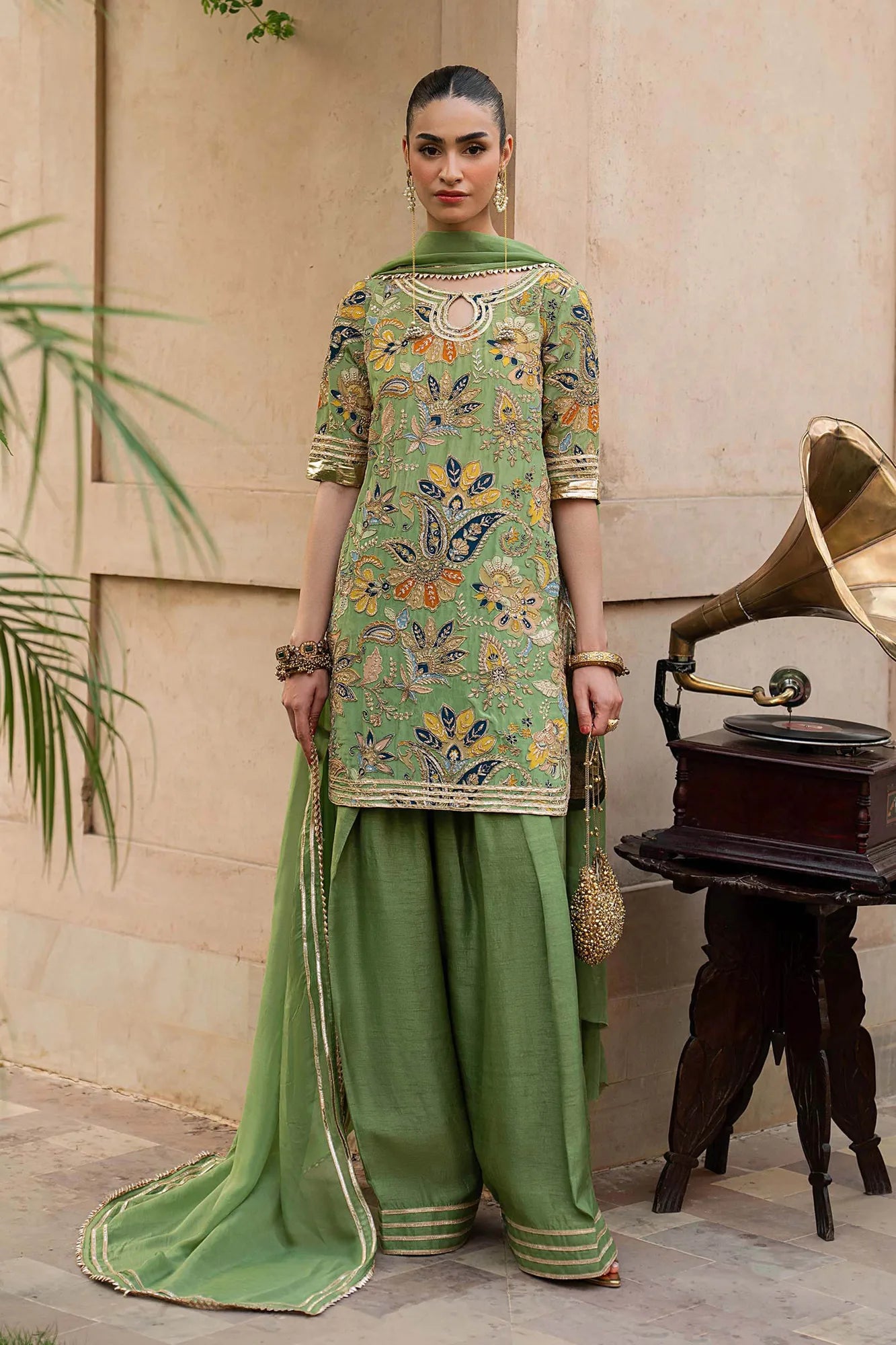 Maria B 3 Piece Embroidered Raw Silk Suit
