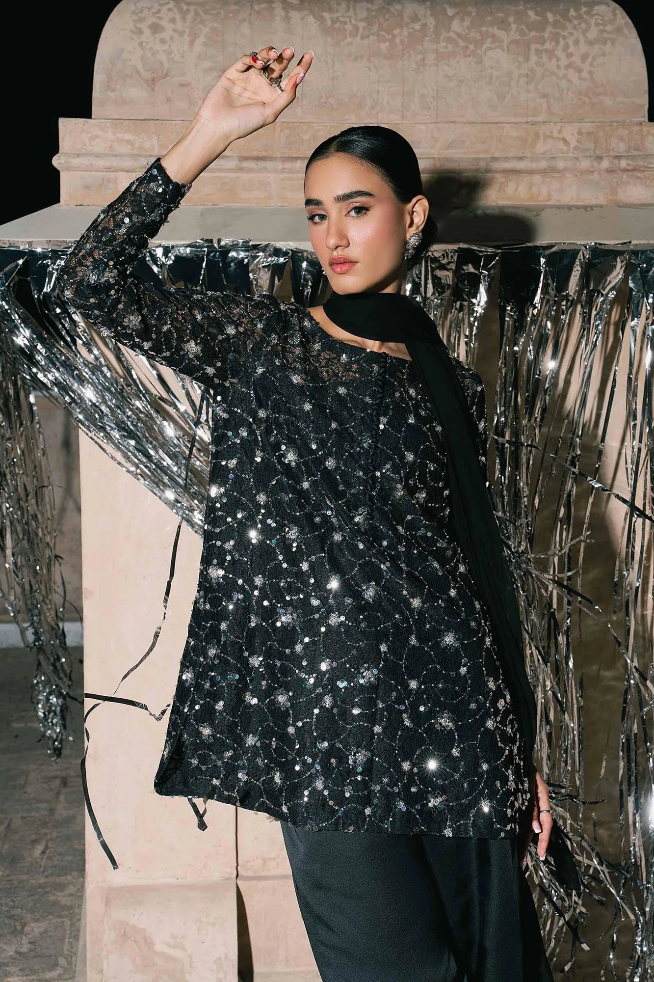 Maria B 3 Piece Embroidered Net Suit