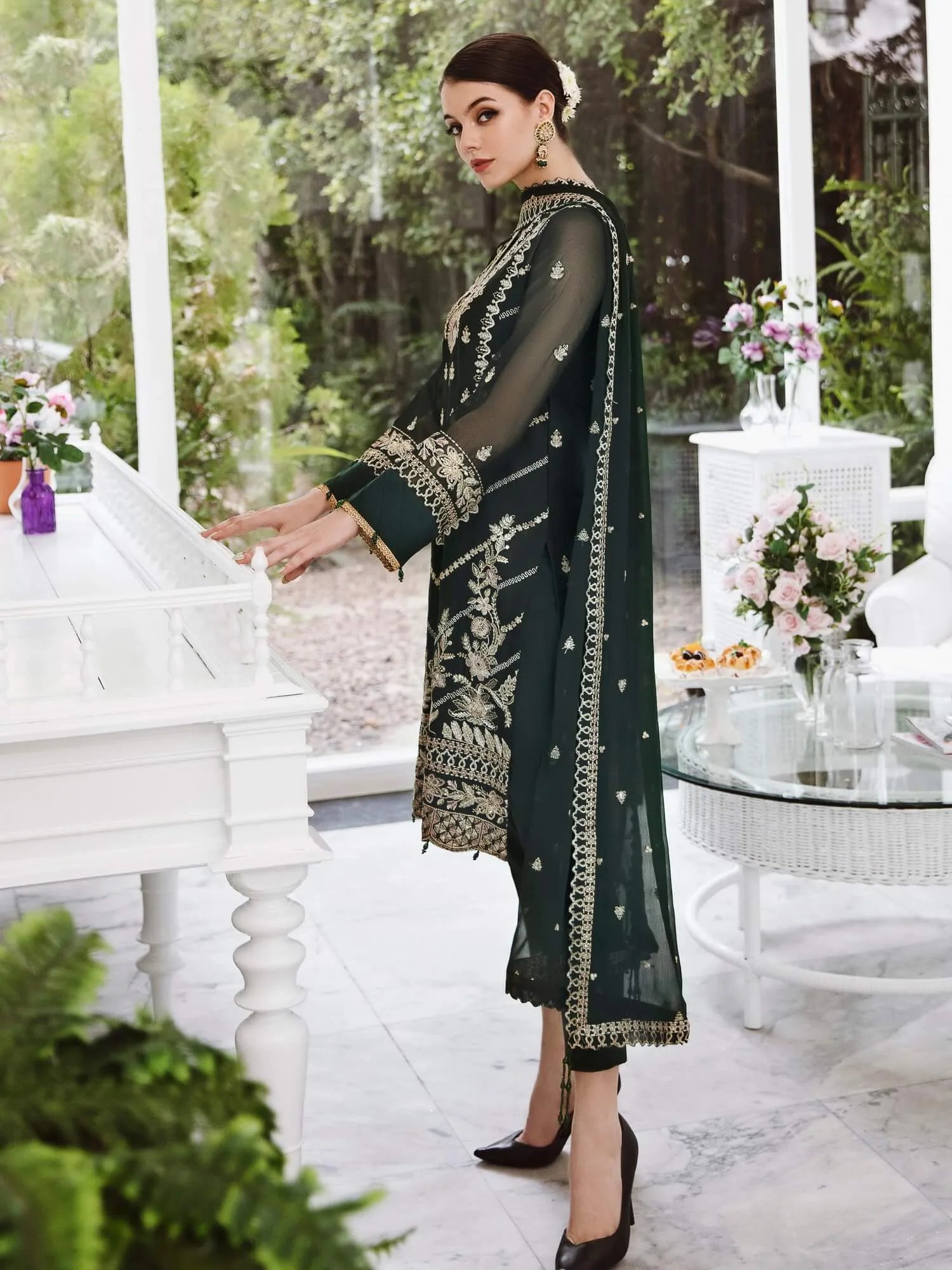 Saad Shaikh Ella Embroidered Luxury Chiffon 3Pc Suit DSG-09