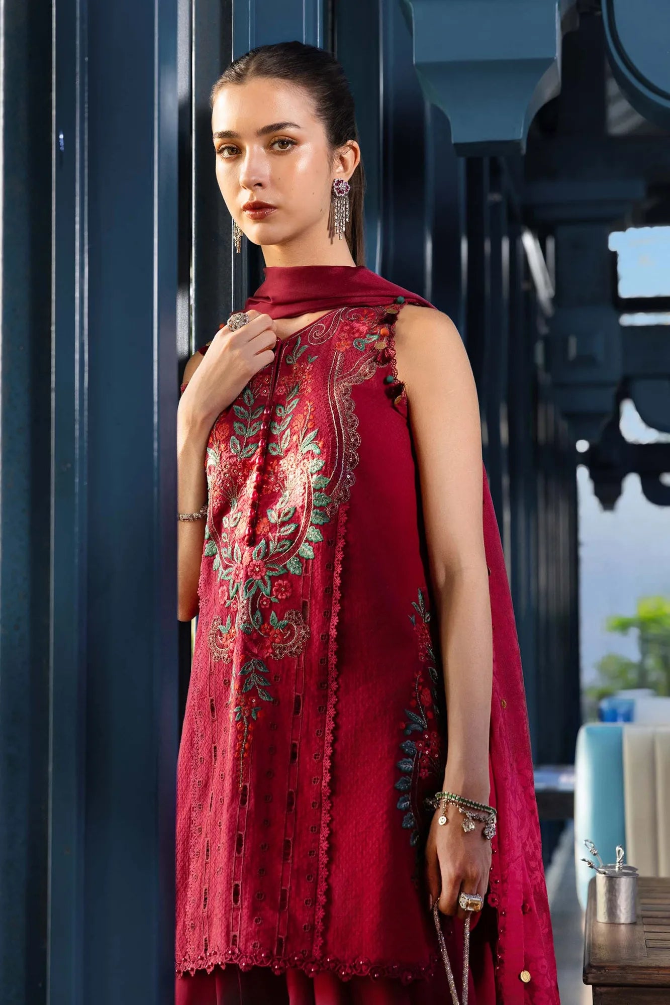 Maria B 3 Piece Stitched Embroidered Jacquard Lawn Suit