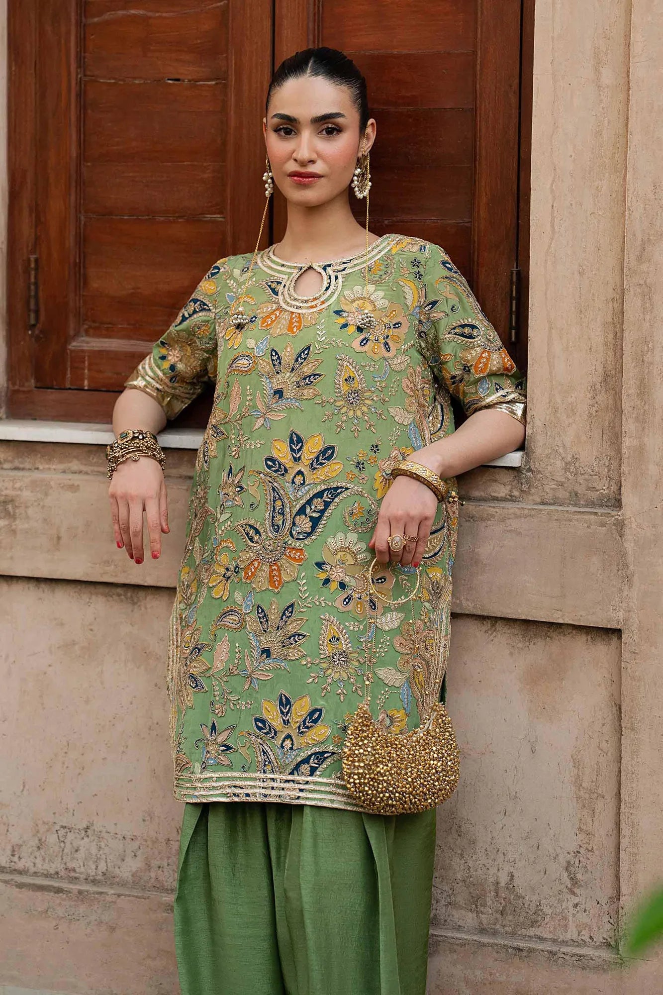 Maria B 3 Piece Embroidered Raw Silk Suit
