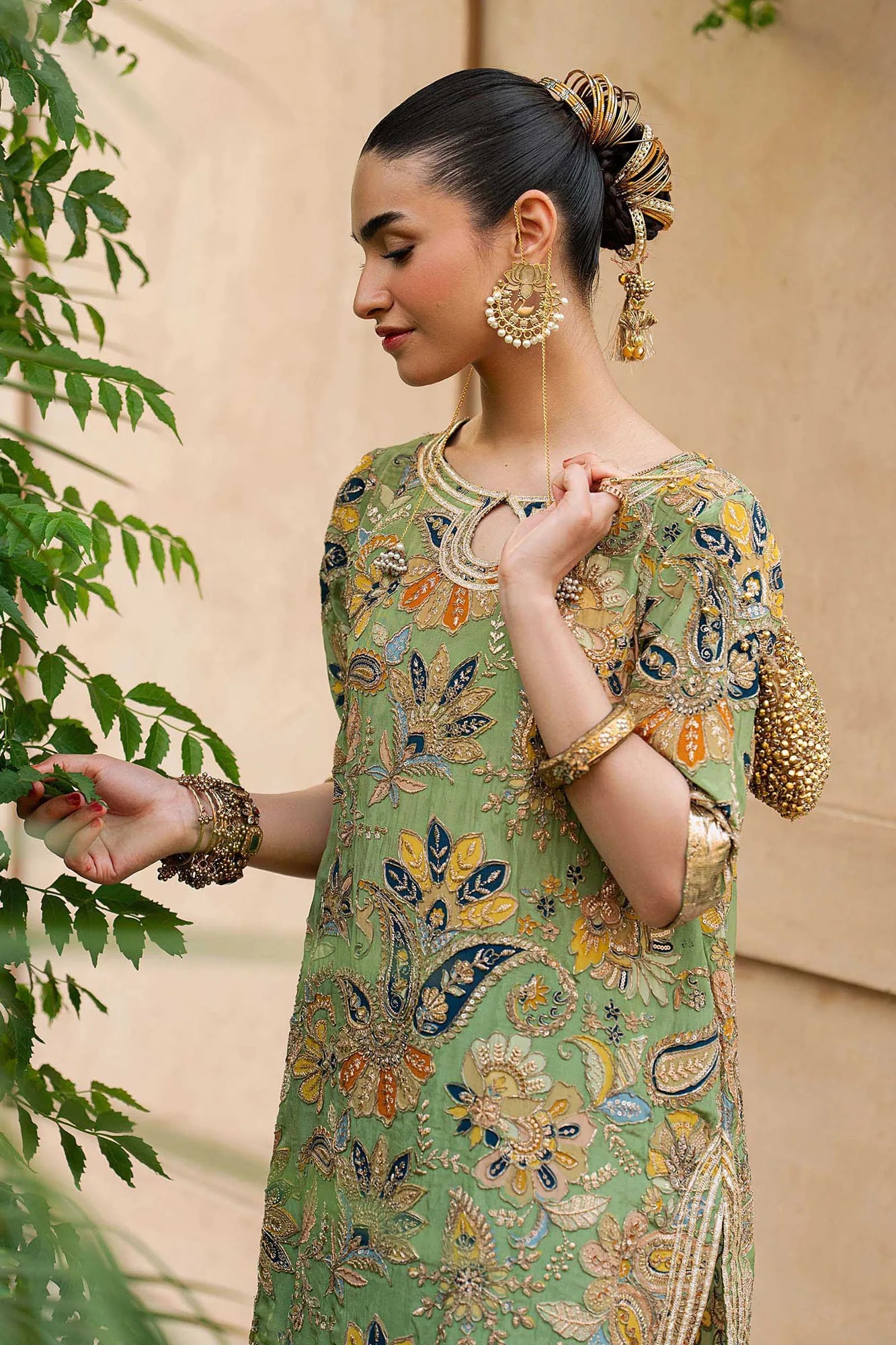 Maria B 3 Piece Embroidered Raw Silk Suit