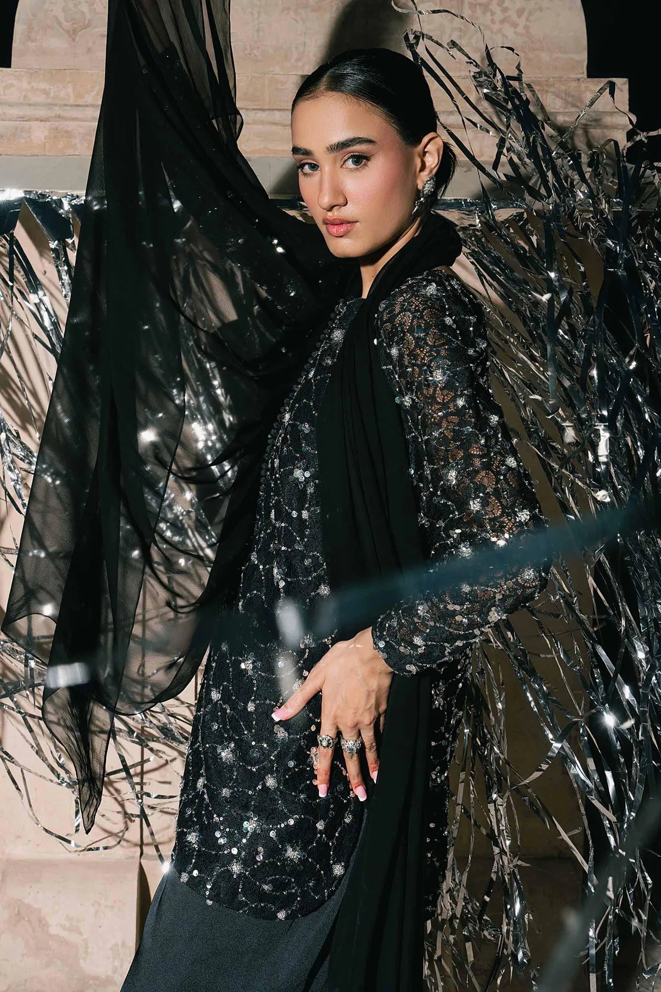 Maria B 3 Piece Embroidered Net Suit
