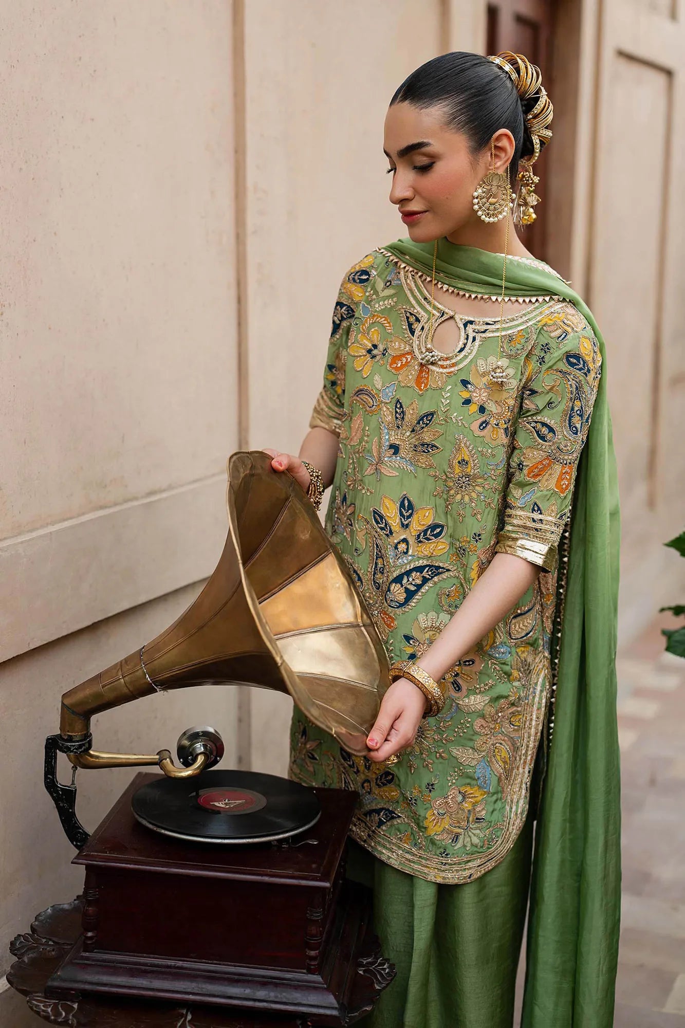 Maria B 3 Piece Embroidered Raw Silk Suit