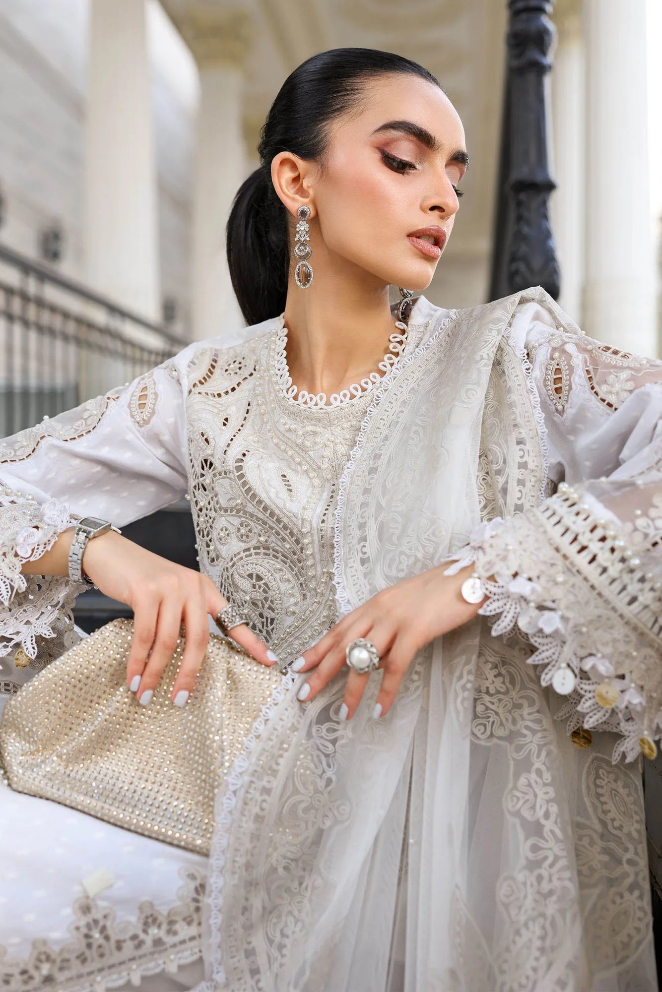 Maria B 3 Piece Stitched Embroidered Jacquard Lawn Suit