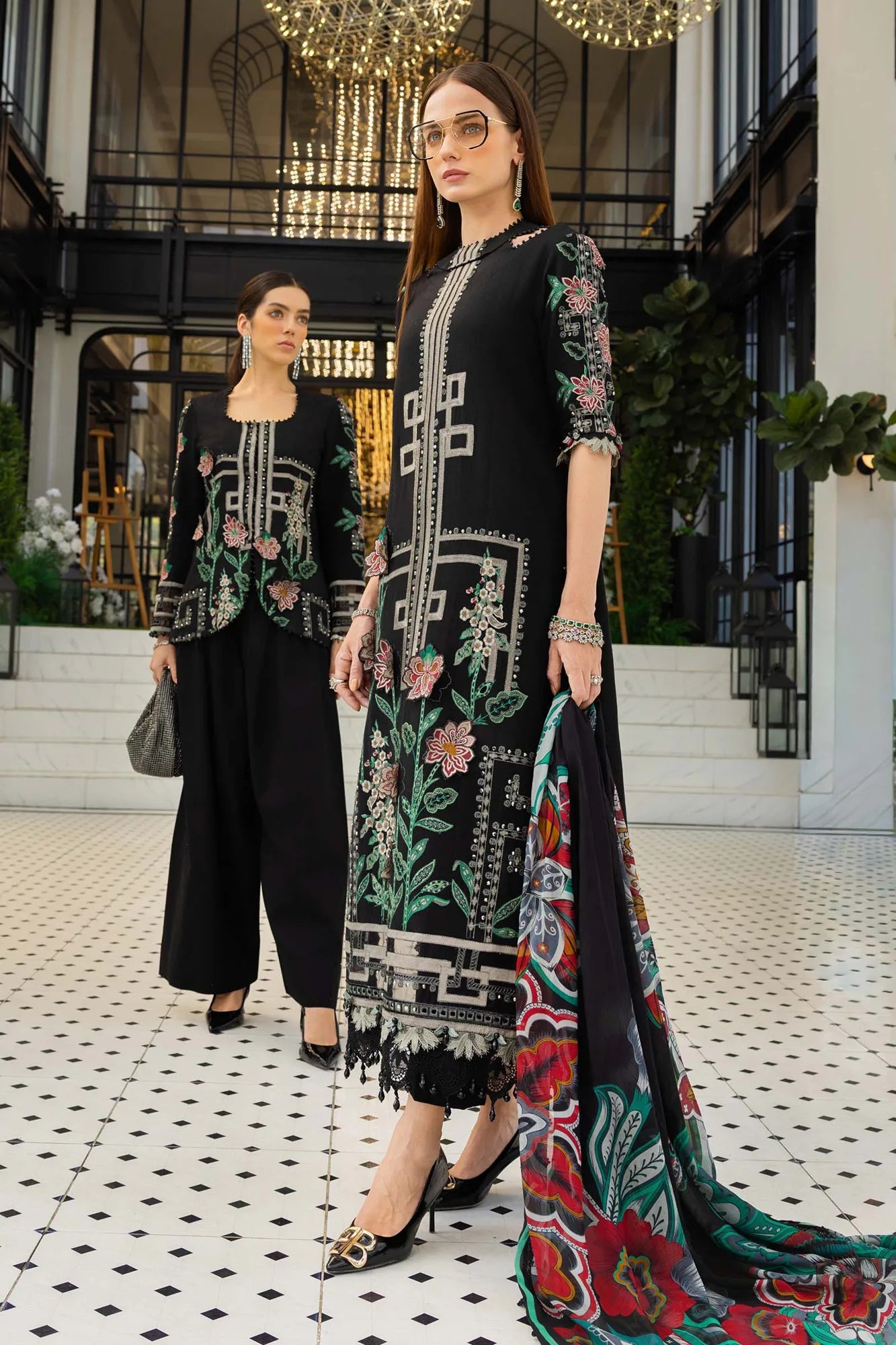 Maria B 3 Piece Stitched Embroidered Jacquard Lawn Suit