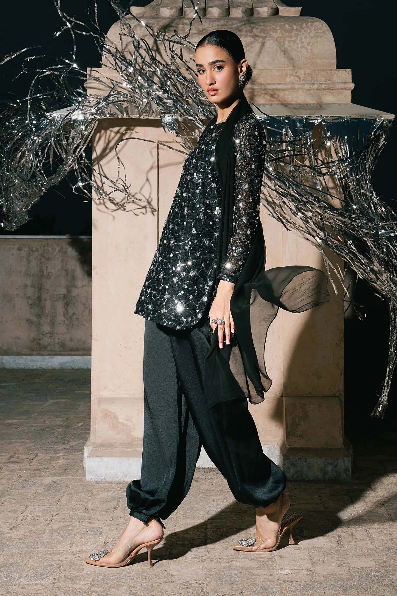 Maria B 3 Piece Embroidered Net Suit