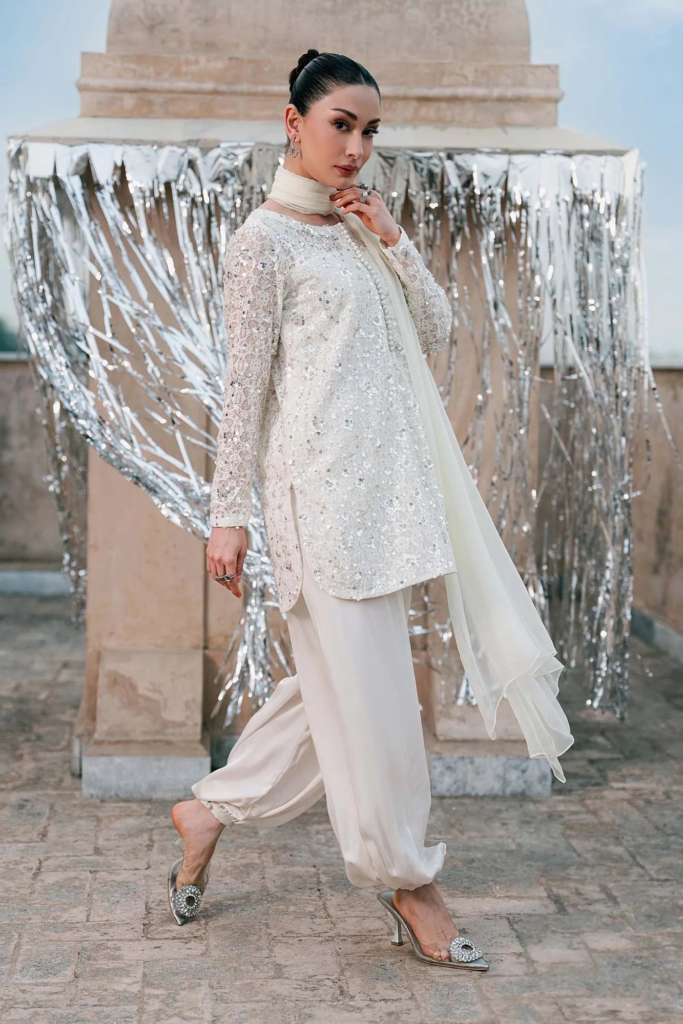 Maria B 3 Piece Embroidered Net Suit