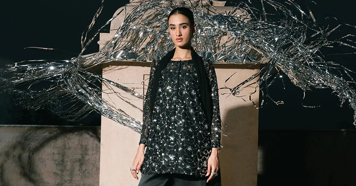 Maria B 3 Piece Embroidered Net Suit