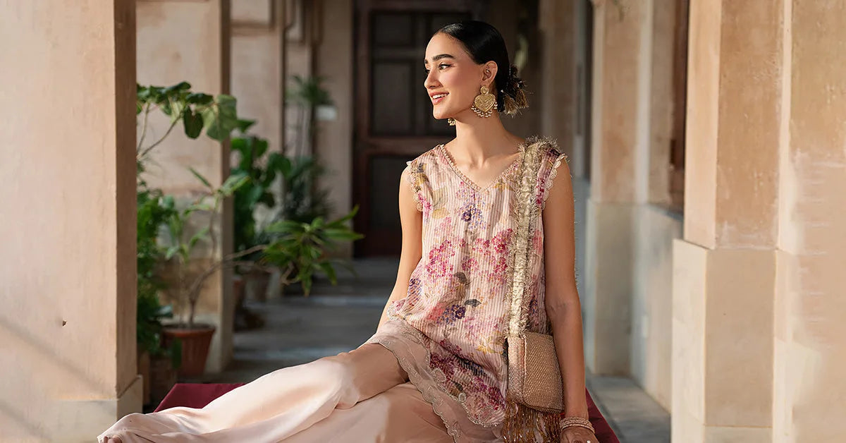 Maria B 2 Piece Embroidered Textured Silk Suit