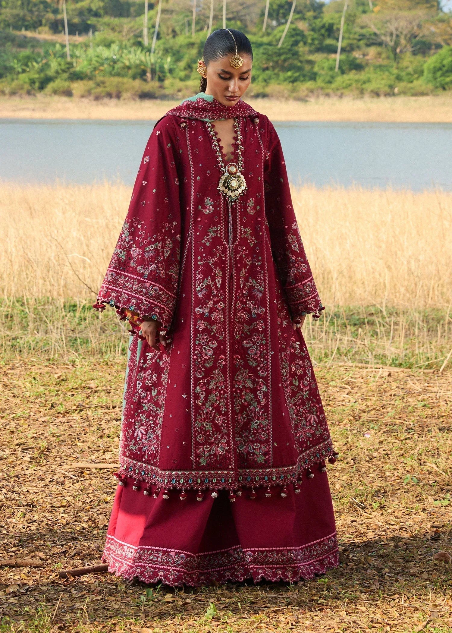 Hussain Rehar | Luxury Lawn 25 | Mahogany - Rang-e-Khaas