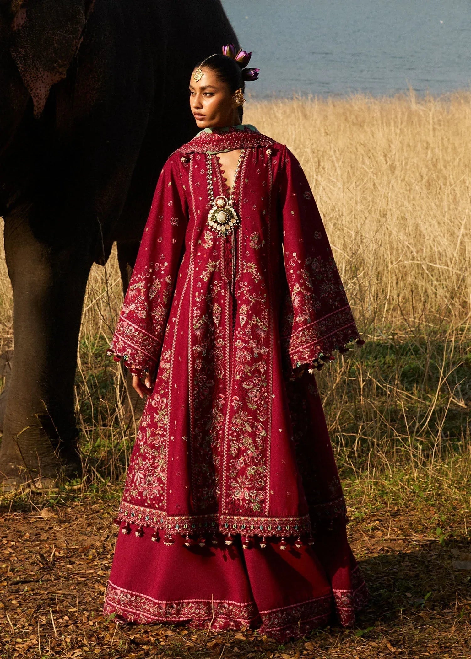 Hussain Rehar | Luxury Lawn 25 | Mahogany - Rang-e-Khaas