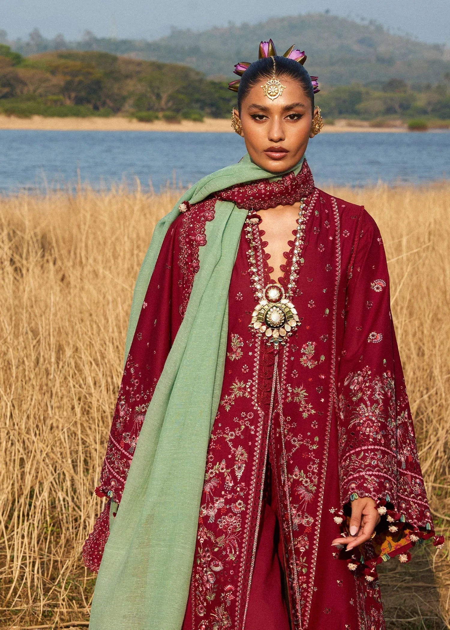 Hussain Rehar | Luxury Lawn 25 | Mahogany - Rang-e-Khaas