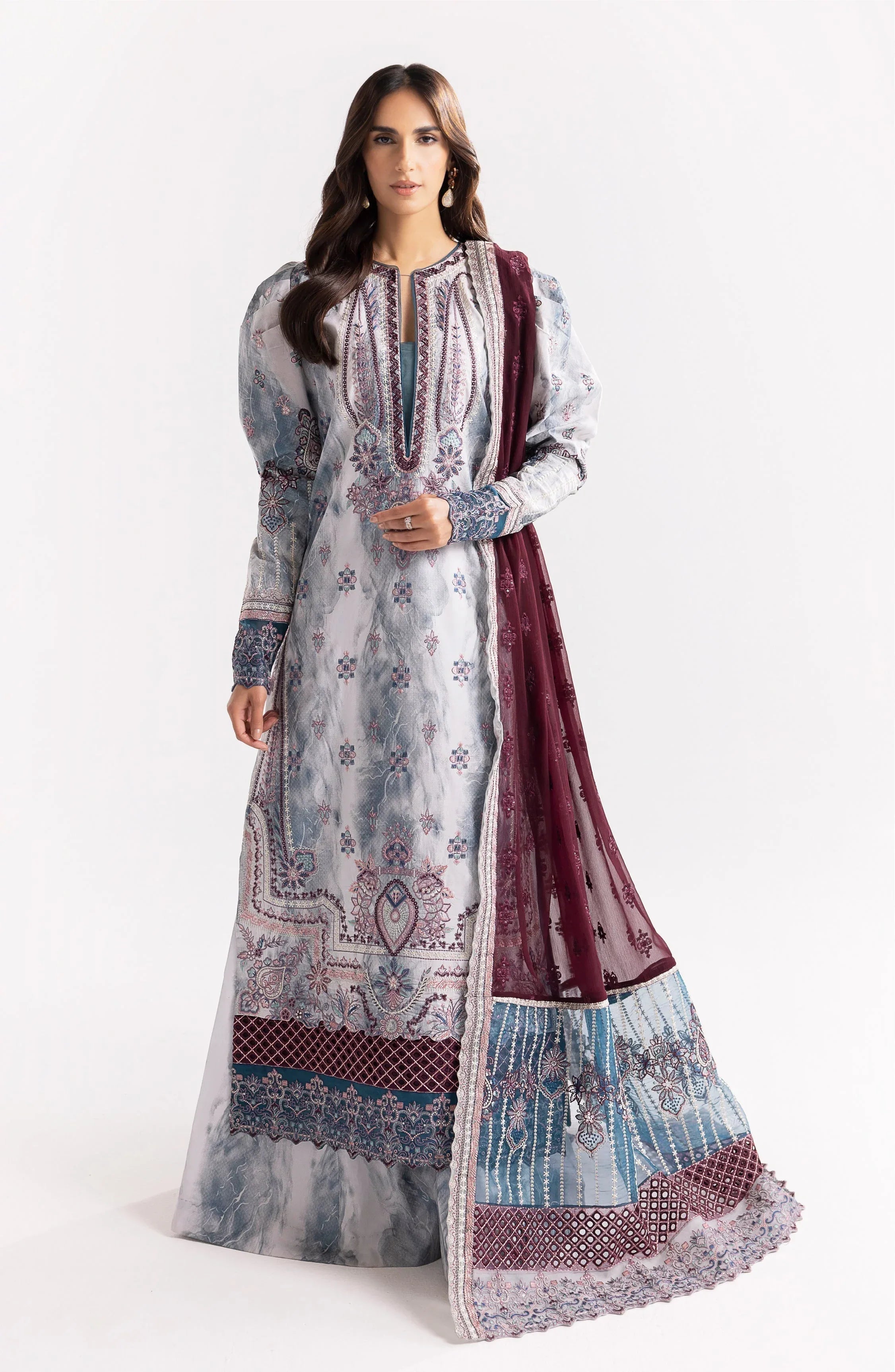 Maryum N Maria | Eid Luxury Lawn 24 | Jahanara - Rang-e-Khaas