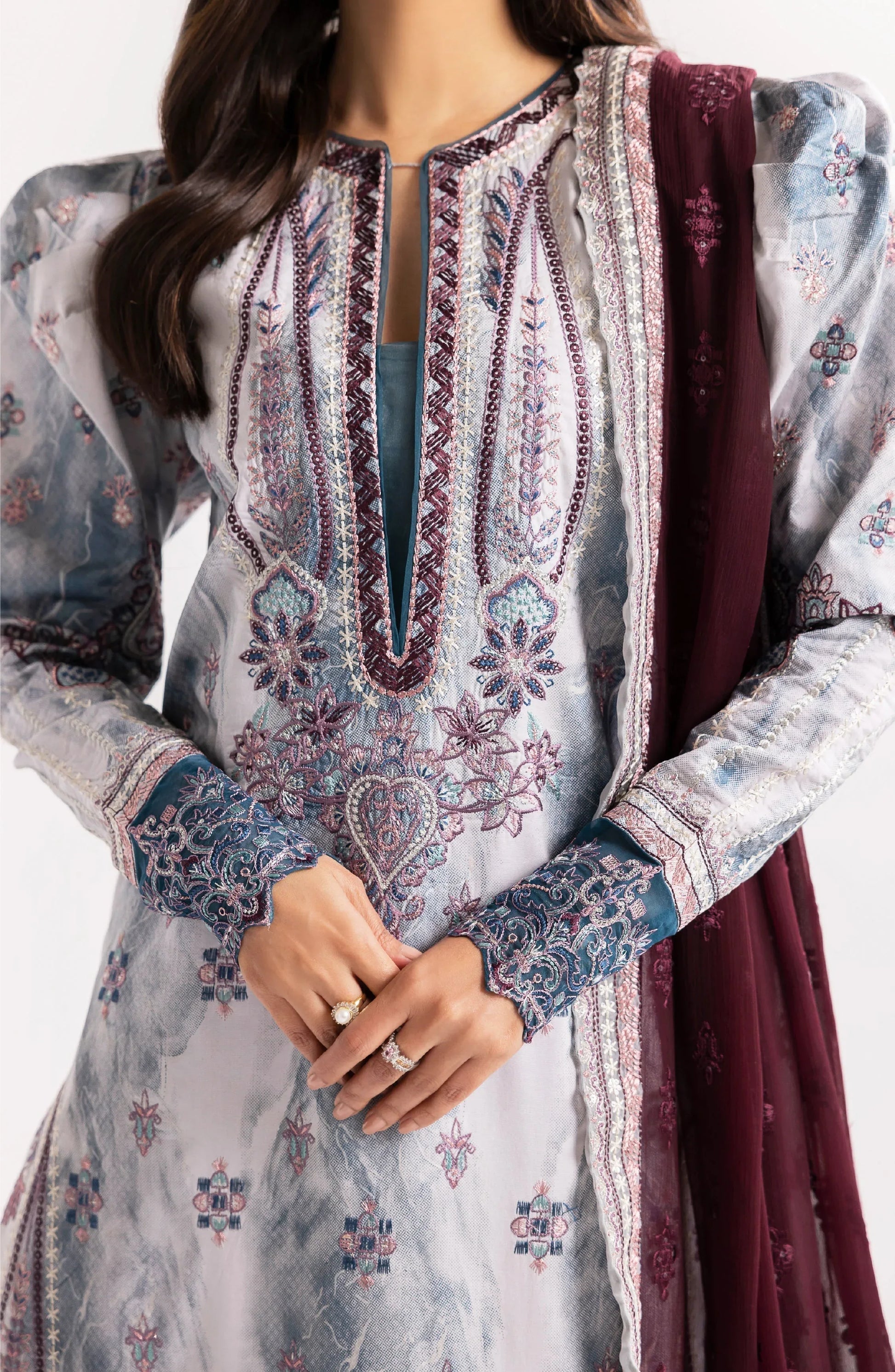 Maryum N Maria | Eid Luxury Lawn 24 | Jahanara - Rang-e-Khaas