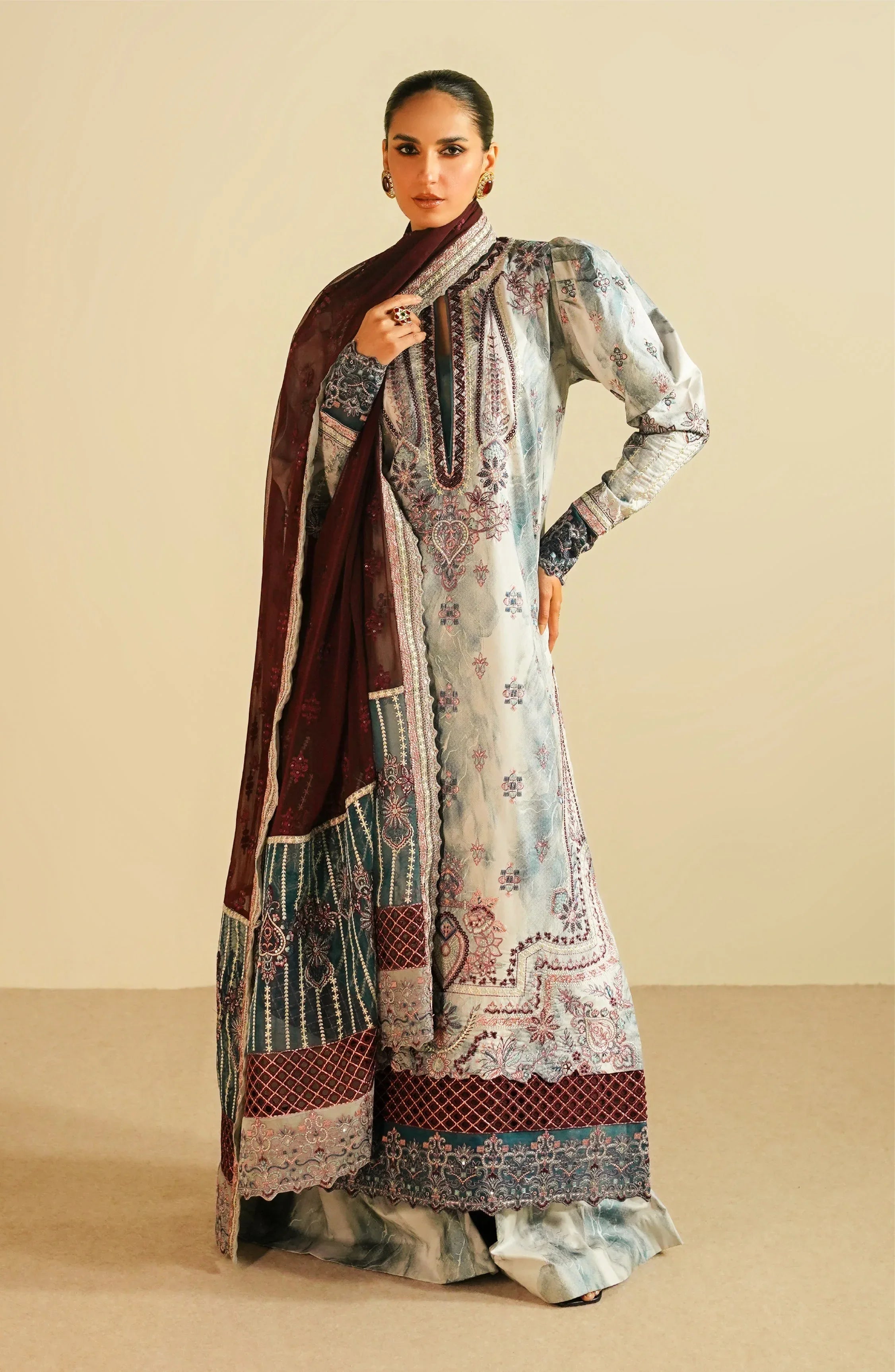 Maryum N Maria | Eid Luxury Lawn 24 | Jahanara - Rang-e-Khaas