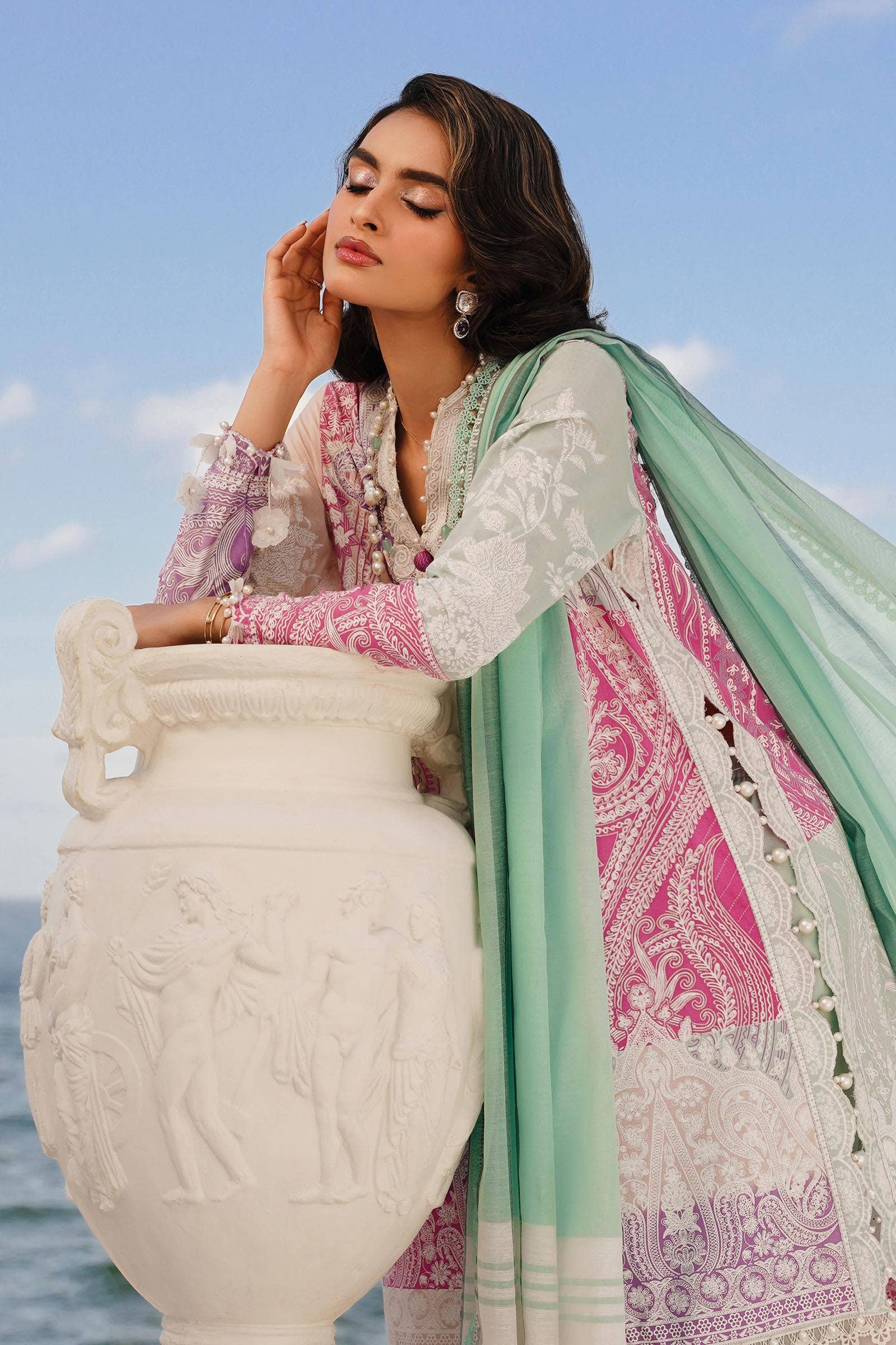 Sana Safinaz | Muzlin Spring 24 | M241-015B-DG - Rang-e-Khaas