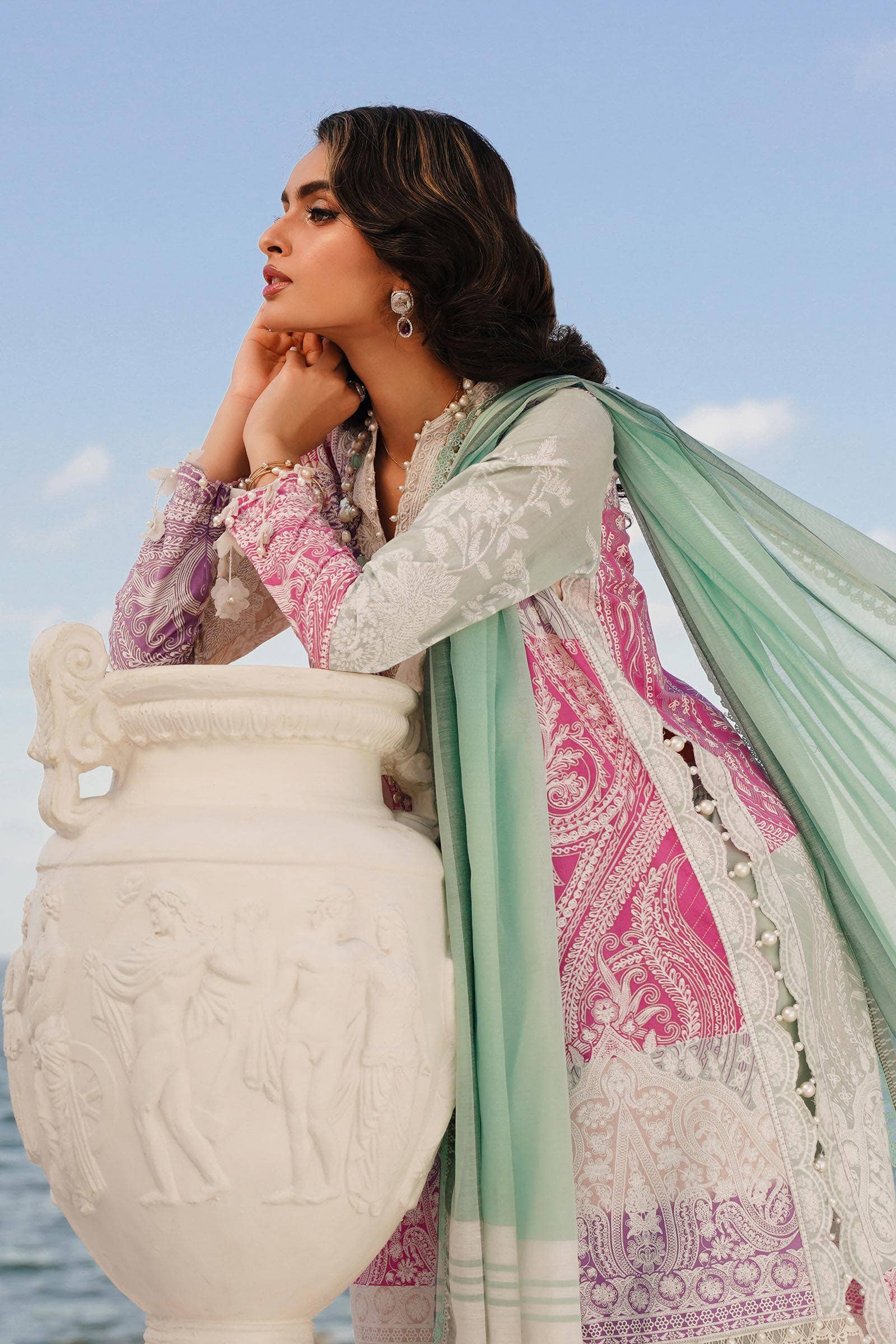Sana Safinaz | Muzlin Spring 24 | M241-015B-DG - Rang-e-Khaas