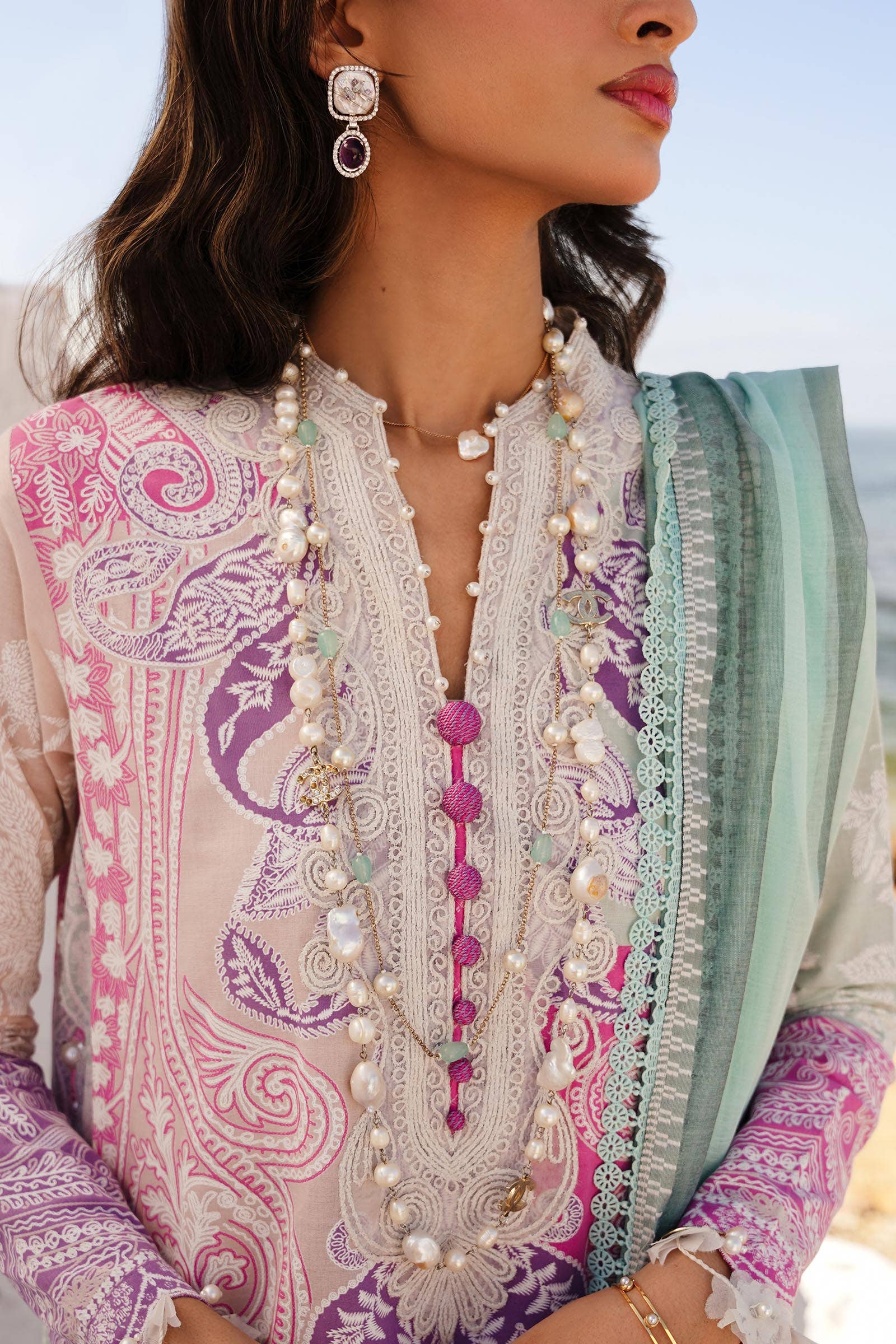 Sana Safinaz | Muzlin Spring 24 | M241-015B-DG - Rang-e-Khaas