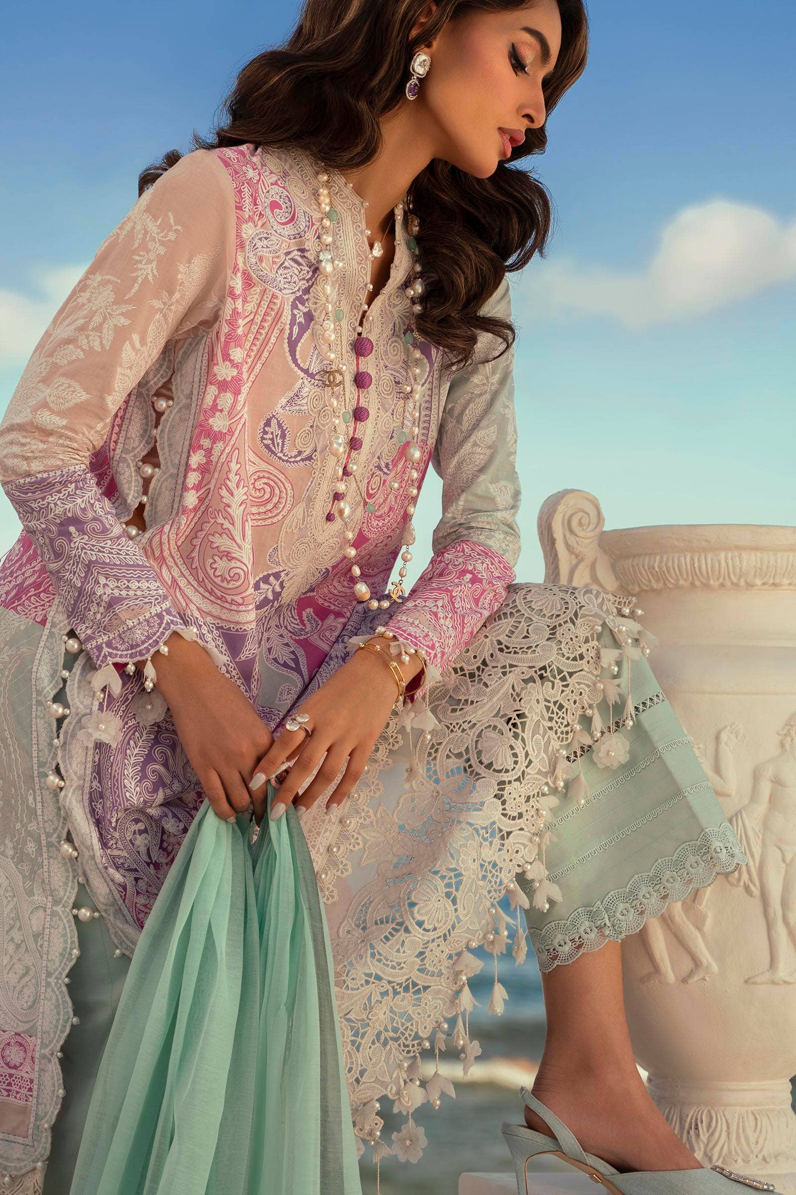 Sana Safinaz | Muzlin Spring 24 | M241-015B-DG - Rang-e-Khaas