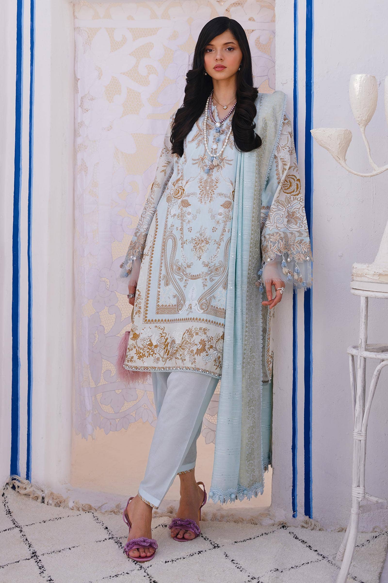 Sana Safinaz | Muzlin Spring 24 | M241-018B-CM - Rang-e-Khaas