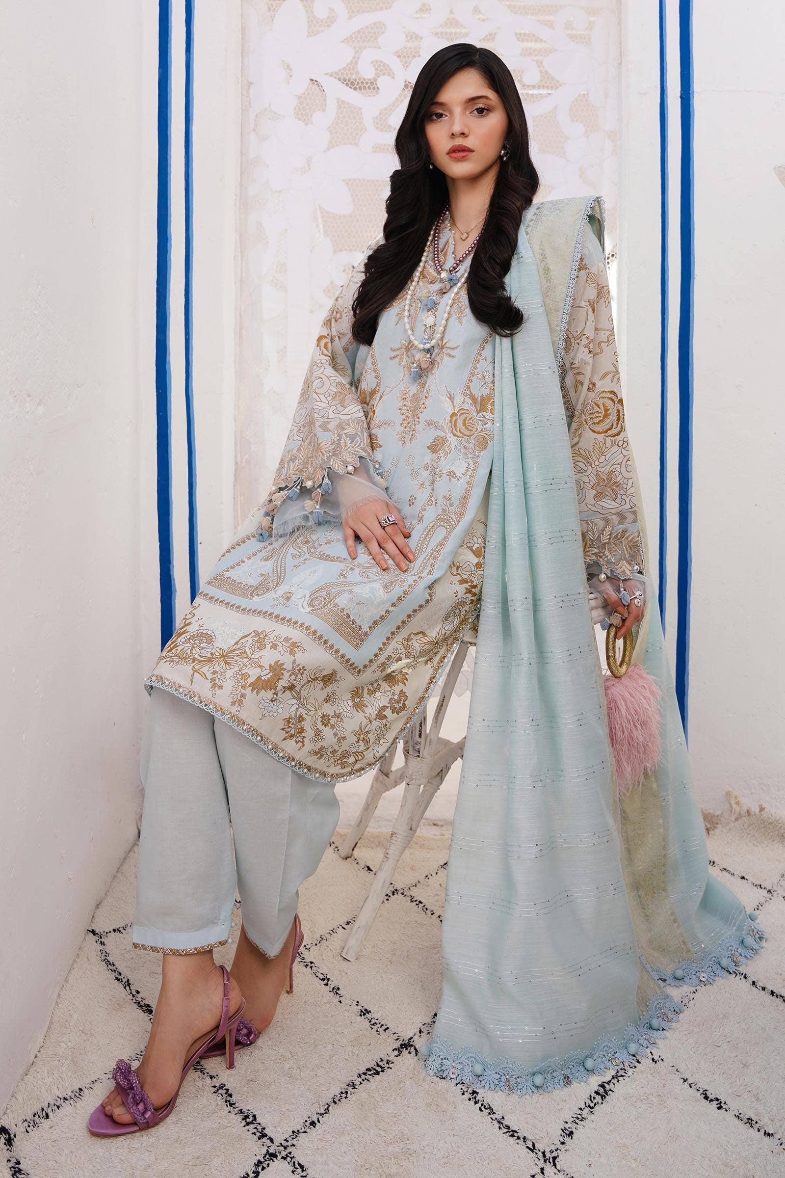 Sana Safinaz | Muzlin Spring 24 | M241-018B-CM - Rang-e-Khaas