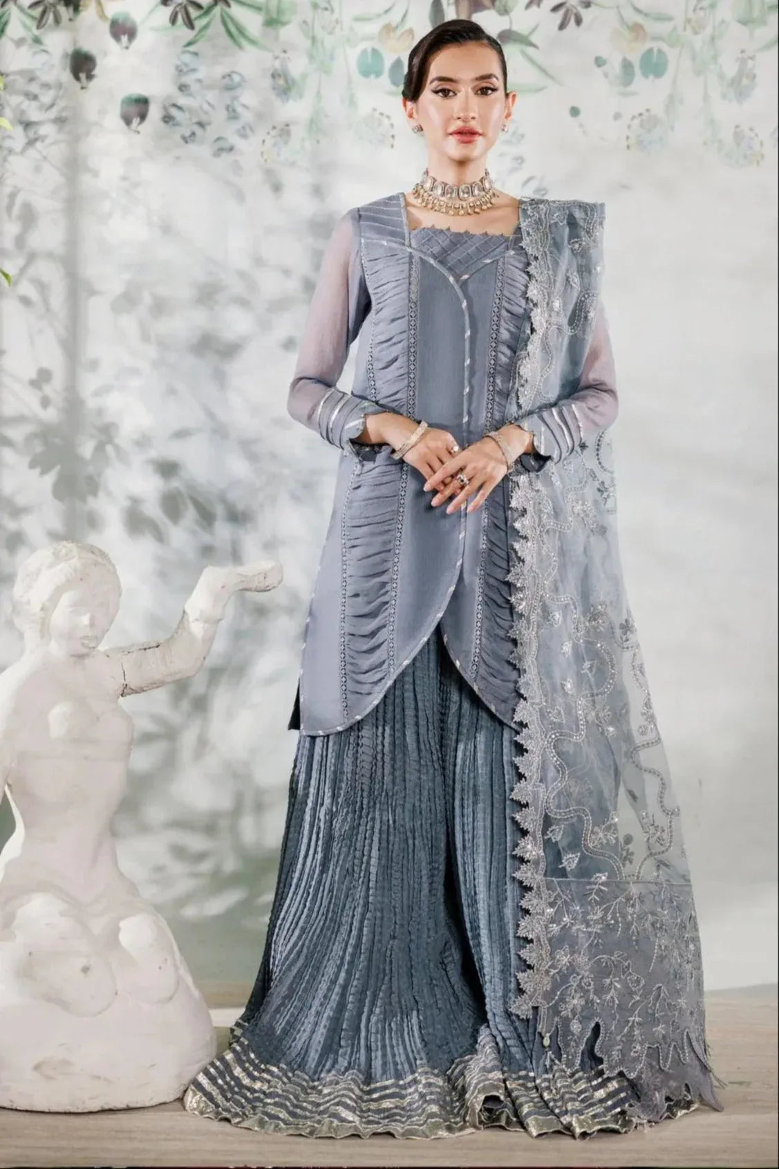 Alizeh | Ready to wear | Grey Dress 3 piece - RTW1019 - Rang-e-Khaas