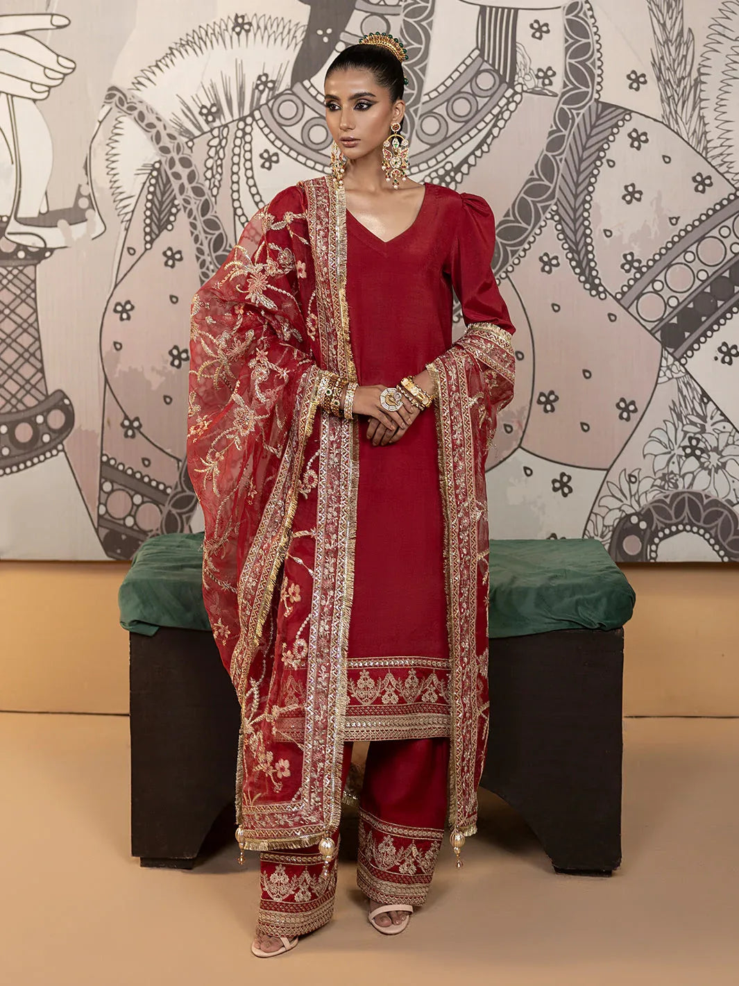 Hem Stitch | Raw Silk Edit 25 | Rose - Rang-e-Khaas