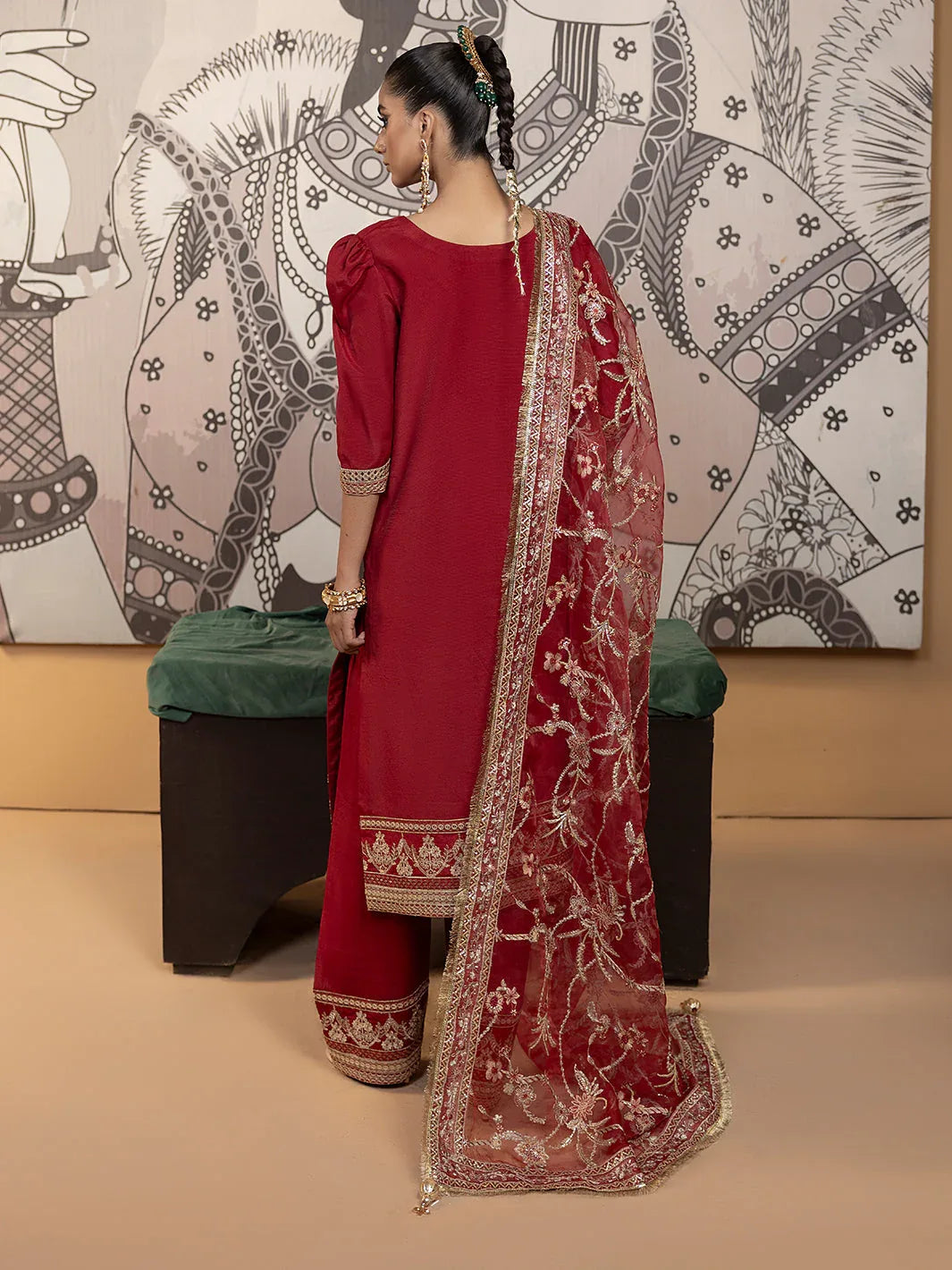 Hem Stitch | Raw Silk Edit 25 | Rose - Rang-e-Khaas