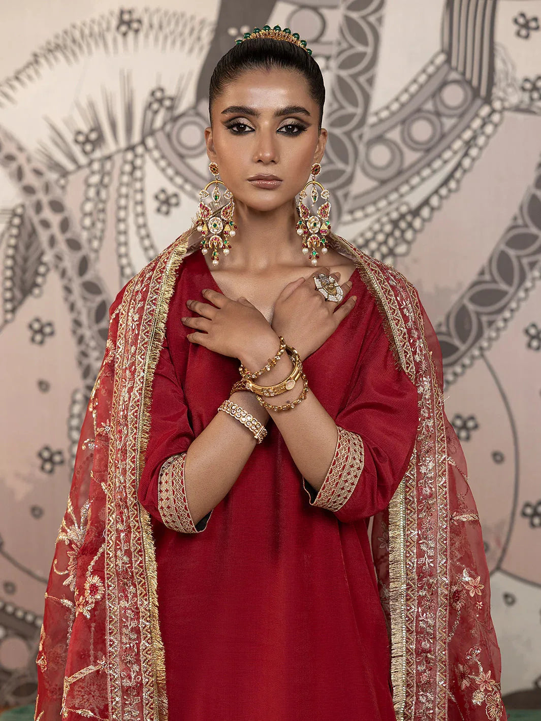 Hem Stitch | Raw Silk Edit 25 | Rose - Rang-e-Khaas