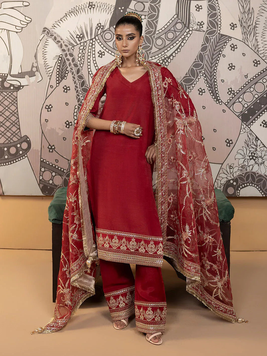 Hem Stitch | Raw Silk Edit 25 | Rose - Rang-e-Khaas