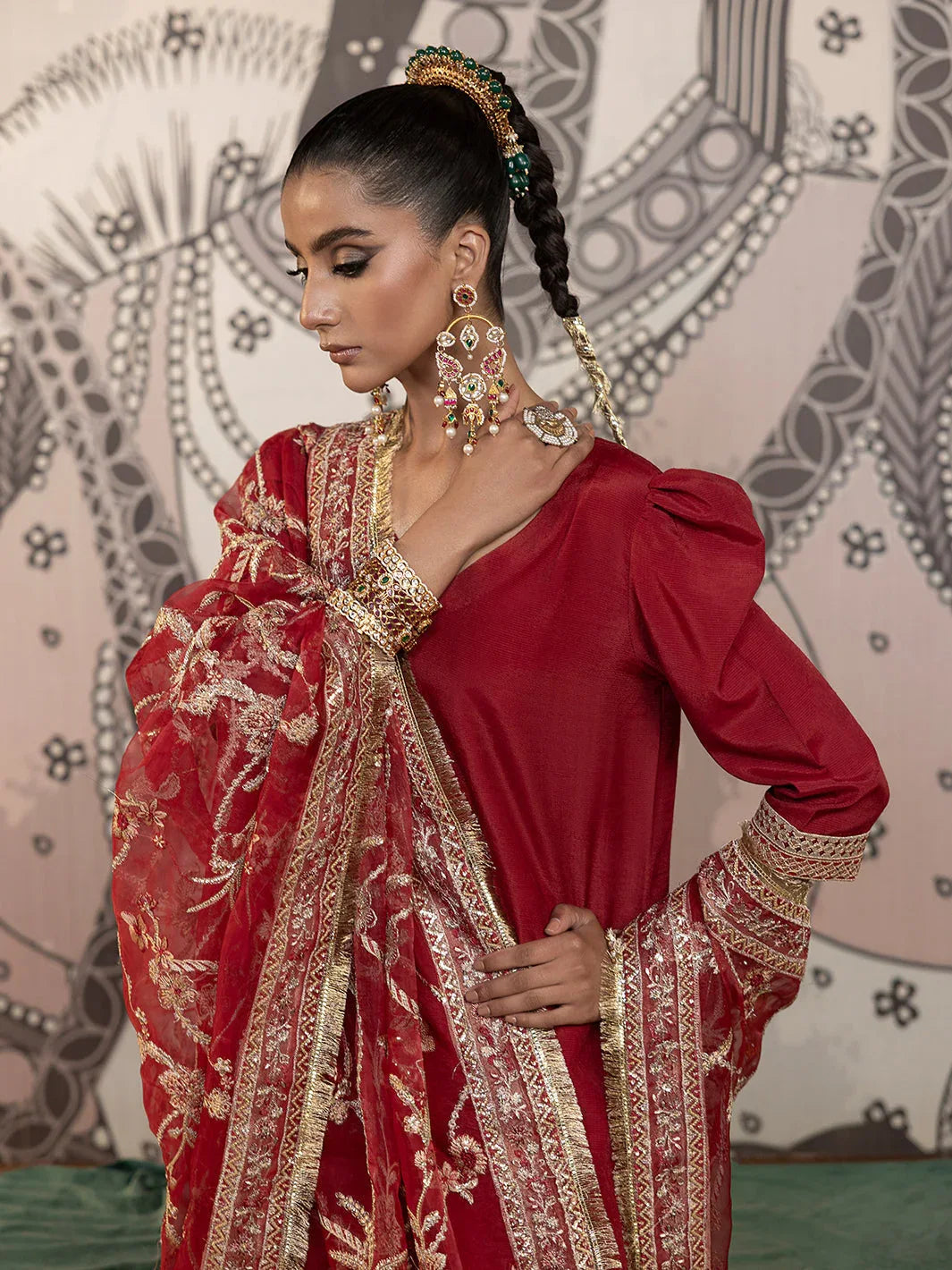 Hem Stitch | Raw Silk Edit 25 | Rose - Rang-e-Khaas