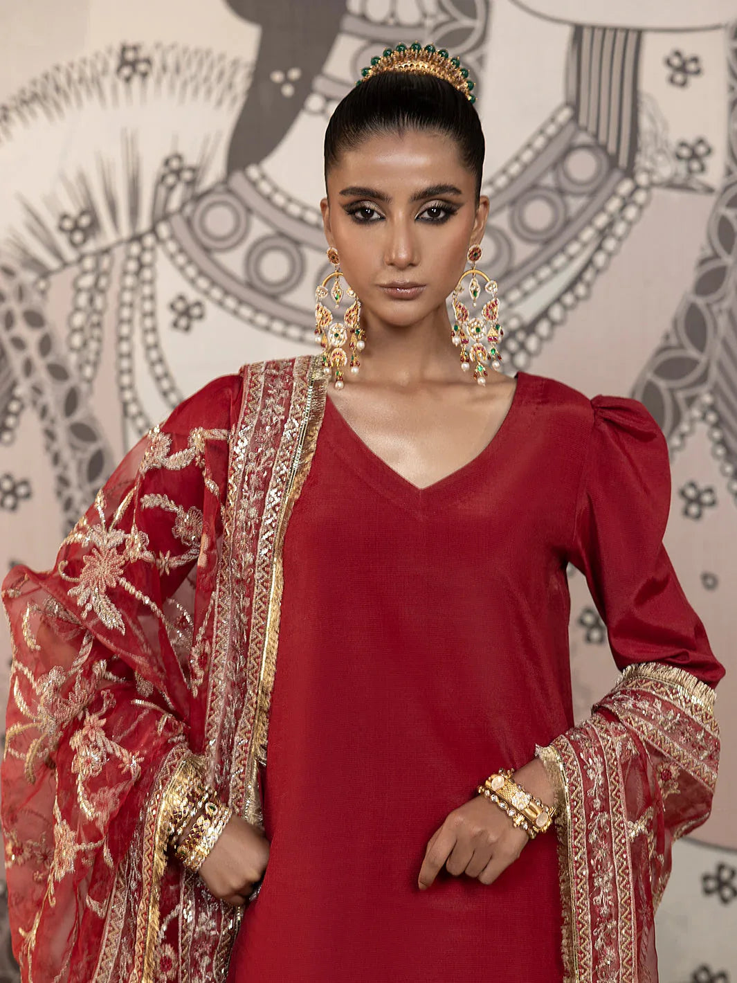 Hem Stitch | Raw Silk Edit 25 | Rose - Rang-e-Khaas