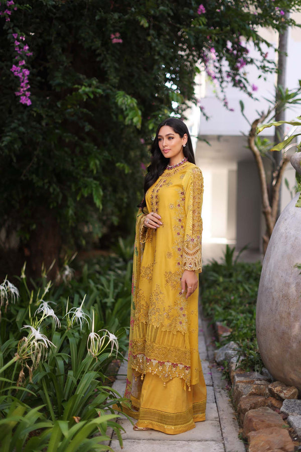 Noor by Saadia Asad | Luxury Chikankari Lawn24 | D8-B Mustard