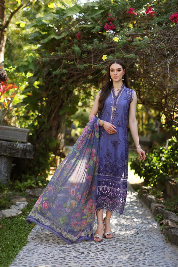 Noor by Saadia Asad | Luxury Chikankari Lawn24 | D8-A Purple