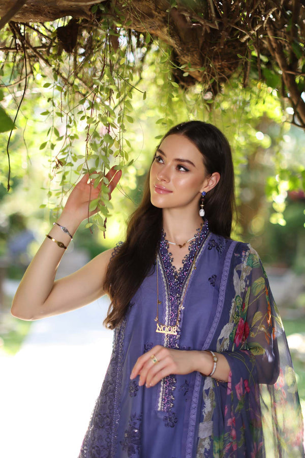 Noor by Saadia Asad | Luxury Chikankari Lawn24 | D8-A Purple