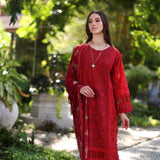 Noor by Saadia Asad | Luxury Chikankari Lawn24 | D2-B Red