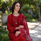 Noor by Saadia Asad | Luxury Chikankari Lawn24 | D2-B Red
