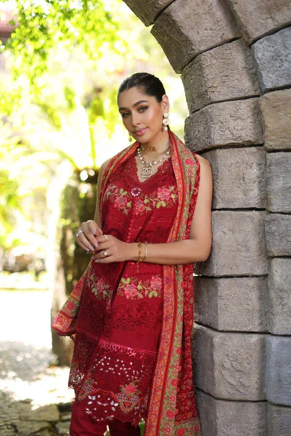 Noor by Saadia Asad | Luxury Chikankari Lawn24 | D12-A Red Chevron - Rang-e-Khaas