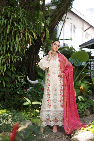 Noor by Saadia Asad | Luxury Chikankari Lawn24 | D12-B Cream Laser - Rang-e-Khaas