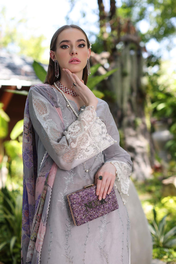 Noor by Saadia Asad | Luxury Chikankari Lawn24 | D1-B Grey Ombre