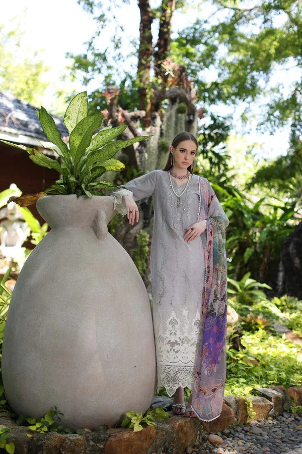 Noor by Saadia Asad | Luxury Chikankari Lawn24 | D1-B Grey Ombre - Rang-e-Khaas