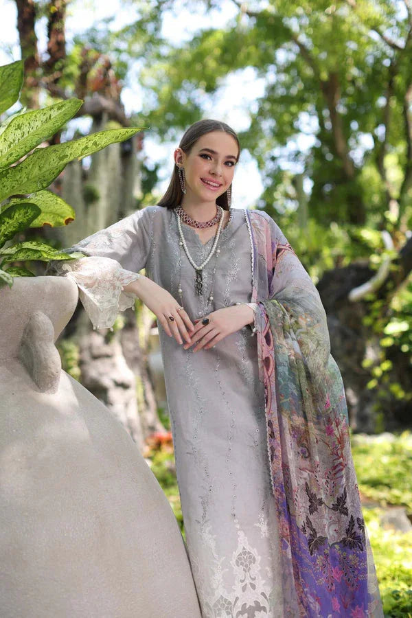 Noor by Saadia Asad | Luxury Chikankari Lawn24 | D1-B Grey Ombre - Rang-e-Khaas
