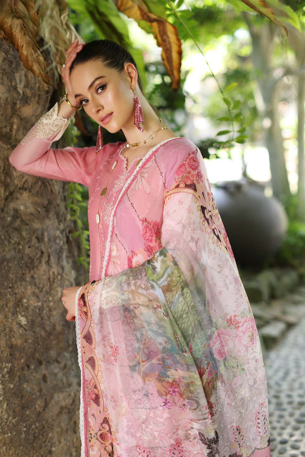 Noor by Saadia Asad | Luxury Chikankari Lawn24 | D1-A Pink Ombre