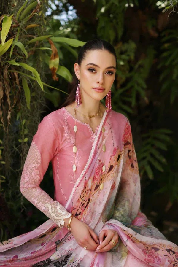 Noor by Saadia Asad | Luxury Chikankari Lawn24 | D1-A Pink Ombre - Rang-e-Khaas