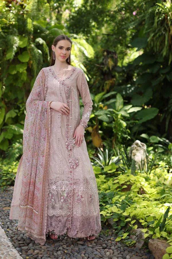 Noor by Saadia Asad | Luxury Chikankari Lawn24 | D3-A Mink Schifli - Rang-e-Khaas