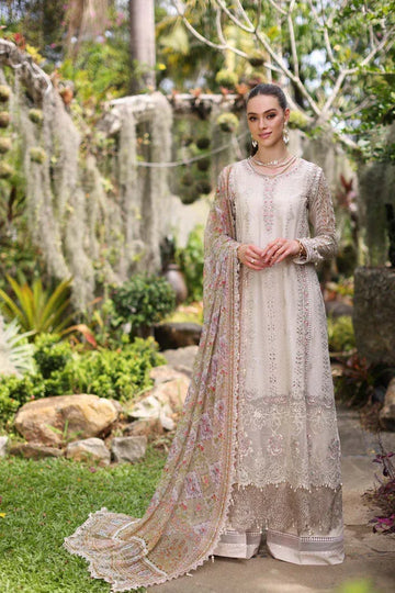Noor by Saadia Asad | Luxury Chikankari Lawn24 | D3-B Beige Schifli - Rang-e-Khaas